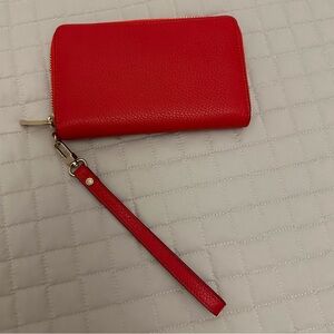 Danier Red Leather Wristlet Wallet